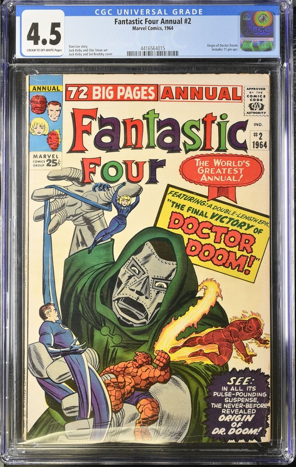Fantastic Four Annual #2 CGC VG+ 4.5 Origin of Doctor Doom Kirby/Stone Cover