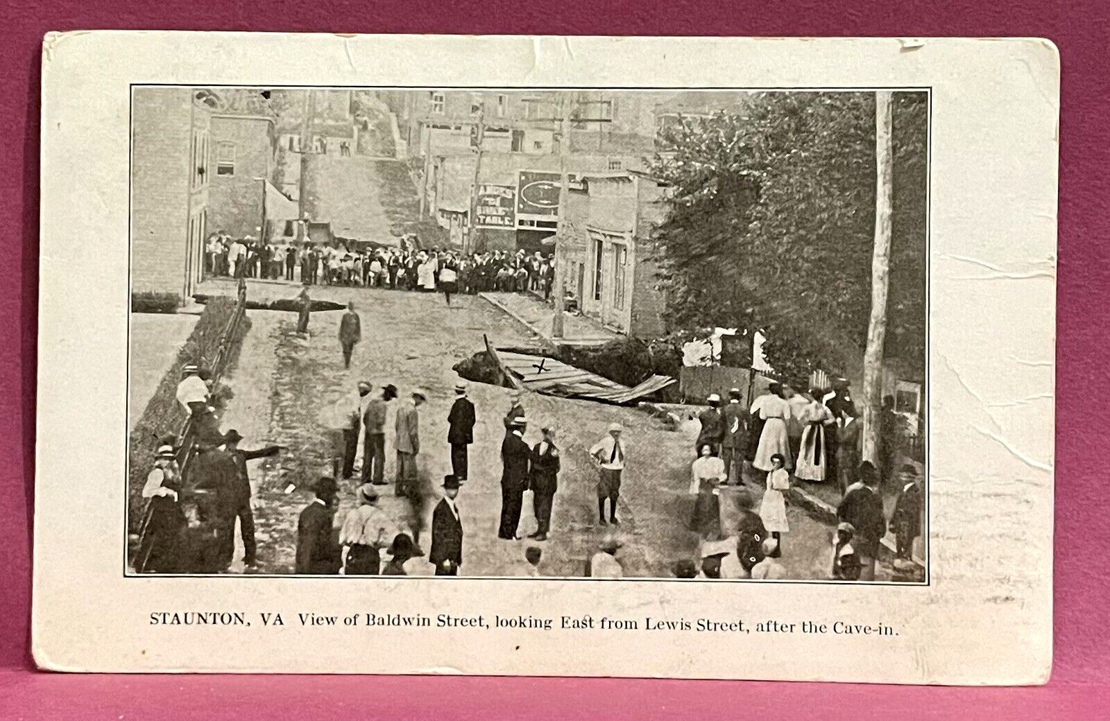 STAUNTON VIRGINIA  Postcard ~ BALDWIN STREET CAVE-IN DISASTER  ~ 1910\'s