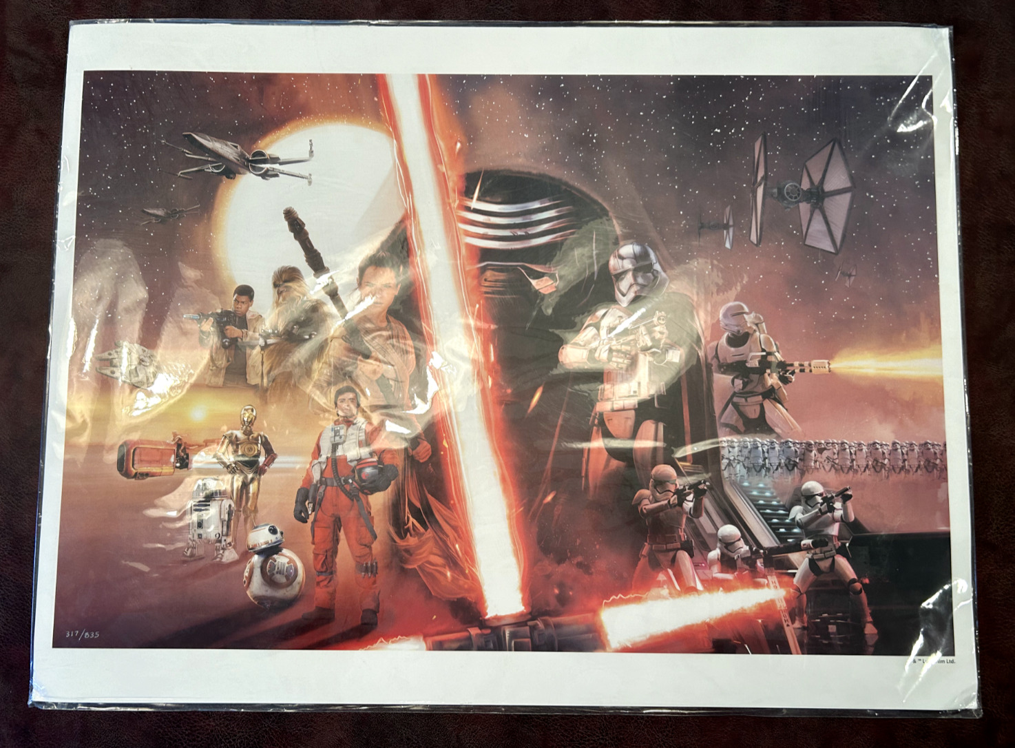 STAR WARS THE FORCE AWAKENS LITHOGRAPH PRINT 24x18 W/COA AND ORIG PACKAGING