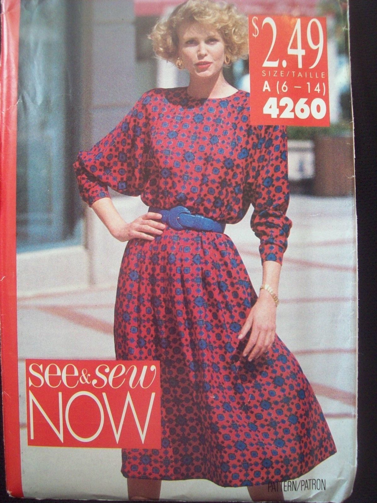 Vintage Butterick See & Sew Dress Pattern 4260 Sizes 6-14 UC/NOS **Easy Sew**