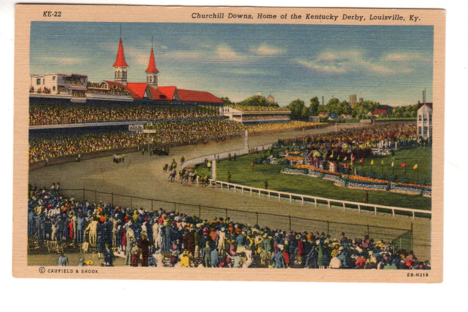Linen Postcard: Churchill Downs, Kentucky Derby, Louisville, KY - panorama