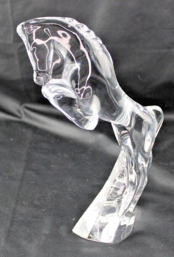 Baccarat Crystal Signed Rearing Jumping Horse Figurine 9 1/4\