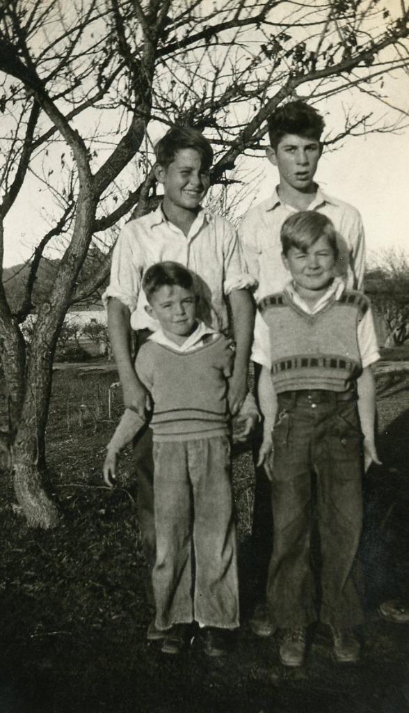 X291 Vtg Photo FOUR BOYS, SHIRTS AND SWEATERS c 1930's 40's