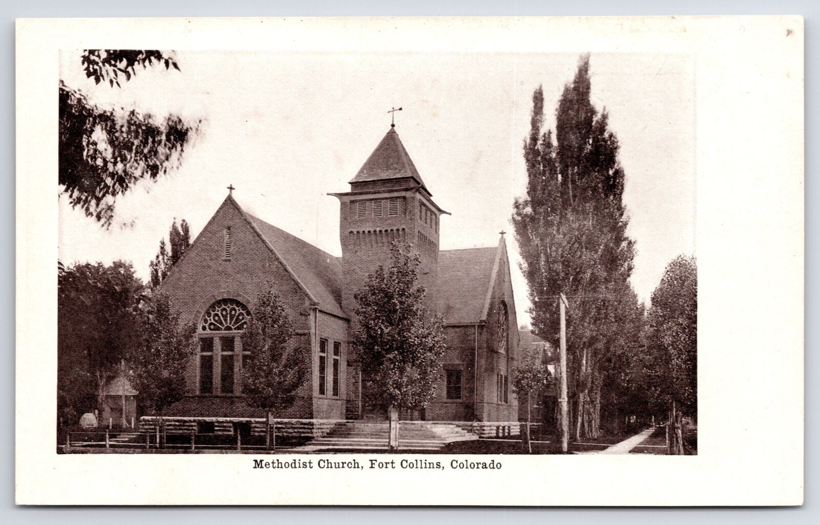 Fort Collins Colorado~Methodist Church~c1905 B&W Postcard