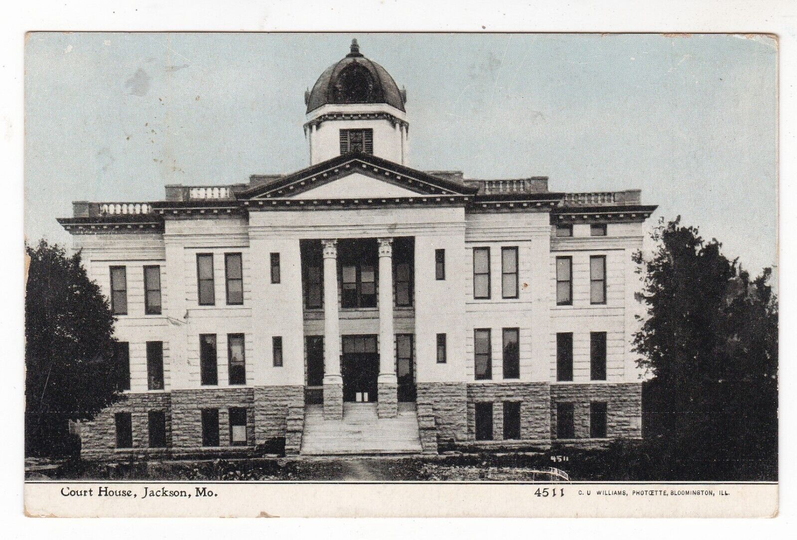 1910 JACKSON MISSOURI COURT HOUSE BUILDING VINTAGE POSTCARD MO HOSKINS NEBRASKA