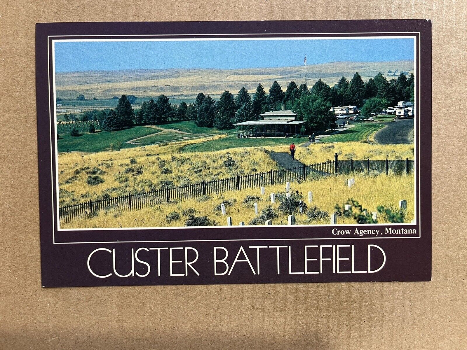 Postcard Montana MT Crow Agency Custer Battlefield Monument Cemetery Vintage PC