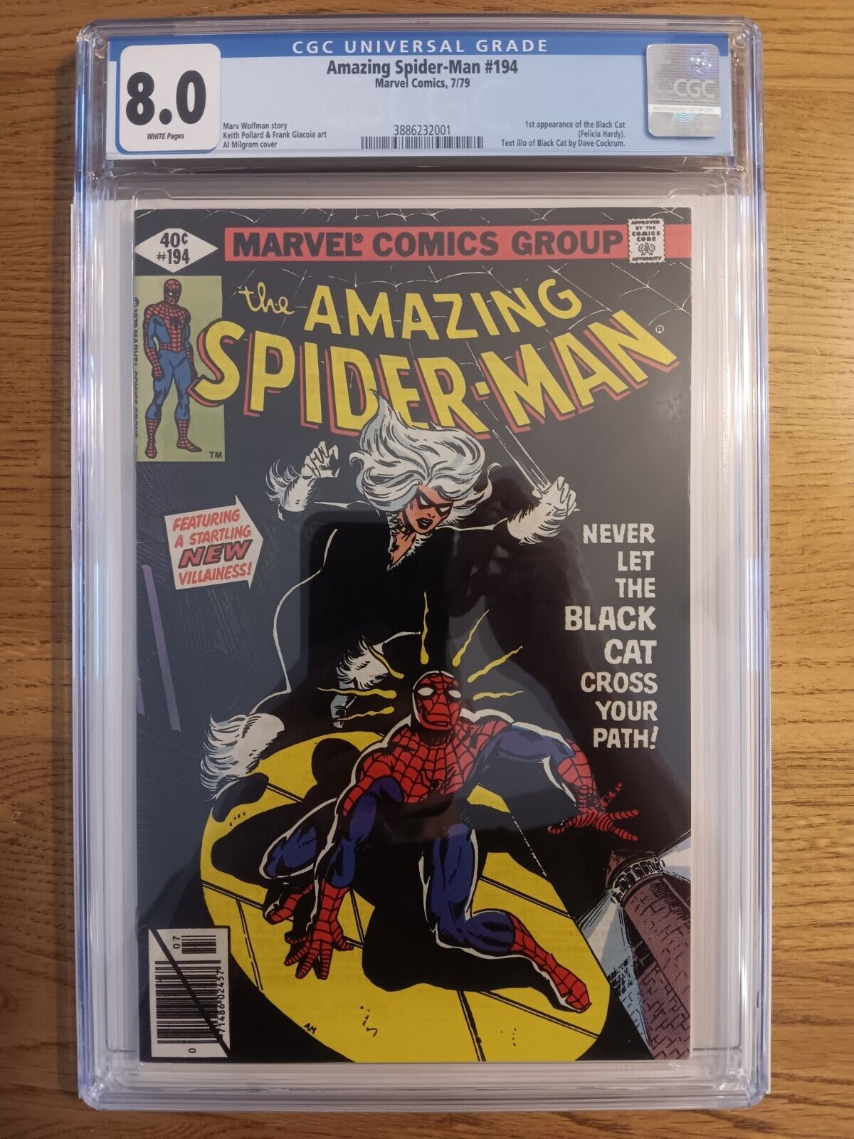 Amazing Spider-Man # 194 CGC 8.0 WP Key 1st Black Cat Felicia Hardy 1979 Marvel
