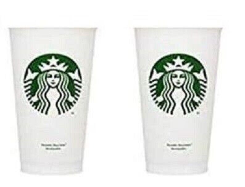 16oz Starbucks Reusable Cup - White Plastic 2 Cups *No Lids*