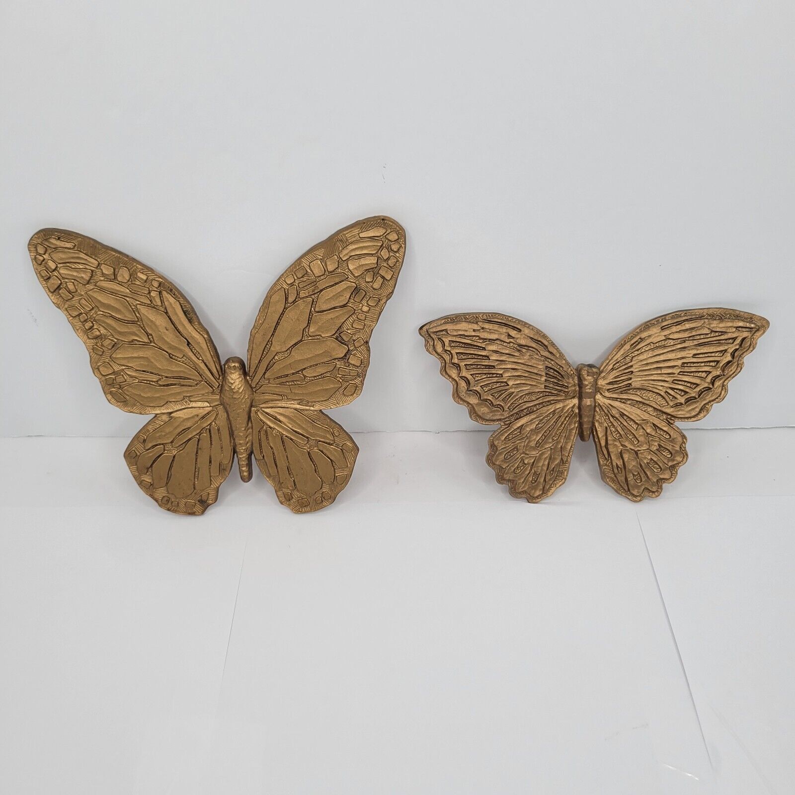 Vintage HOMCO Gold tone Butterflies Plastic Hanging Wall Art Decor MCM 1971