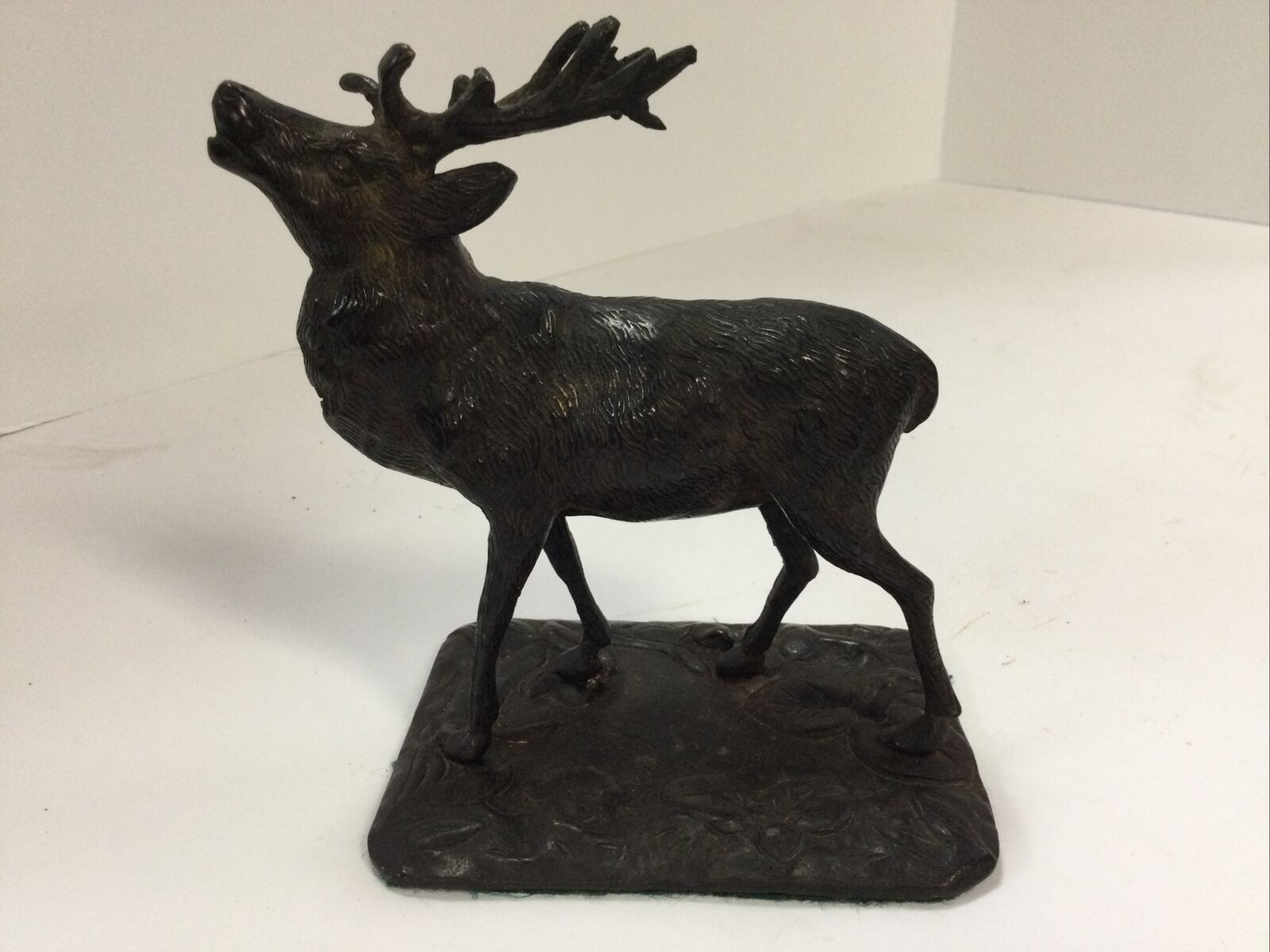 6” BRONZE Metal Art Nouveau, Sculpture of a Black Forest Stag/ 12 Point Antlers