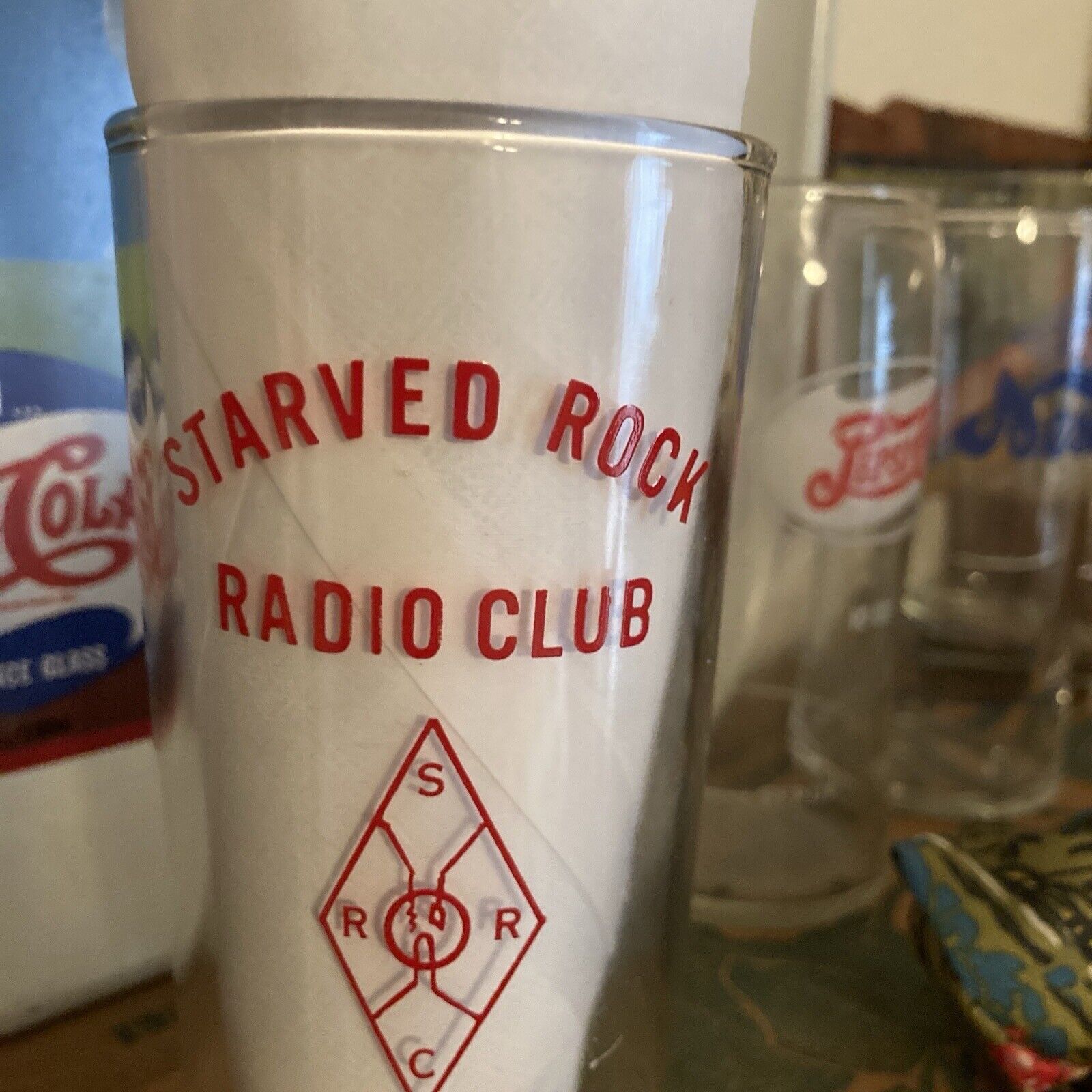 Vintage Glass Starved Rock Radio Club Soda Pop Fountain Drinking Glass