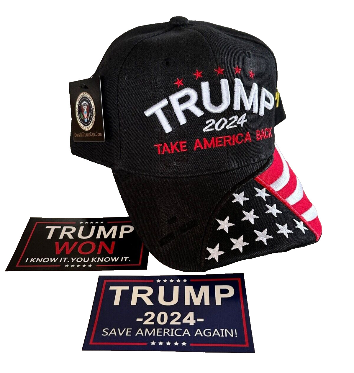 Trump 2024 ..MAGA ..Signature Hat..Black..+ 2 - 2024 Stickers  NEW HOT DESIGN