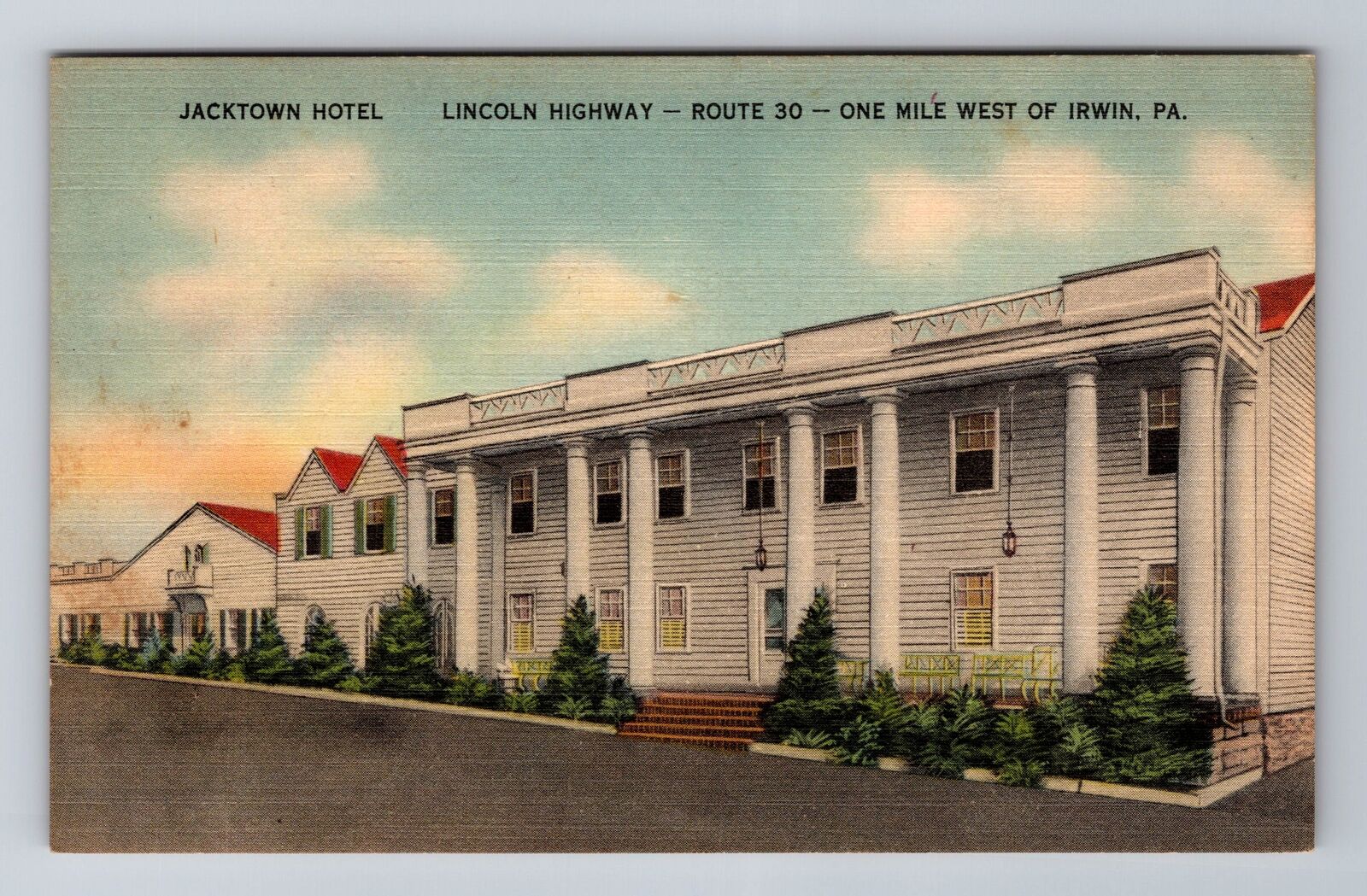Irwin PA-Pennsylvania, Jacktown Hotel Lincoln Highway Advertise Vintage Postcard