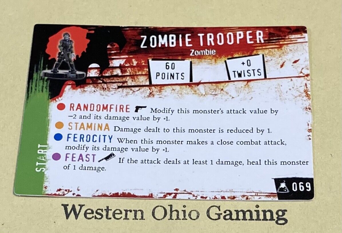Horrorclix Zombie Trooper #069 Veteran CARD ONLY USED The Lab