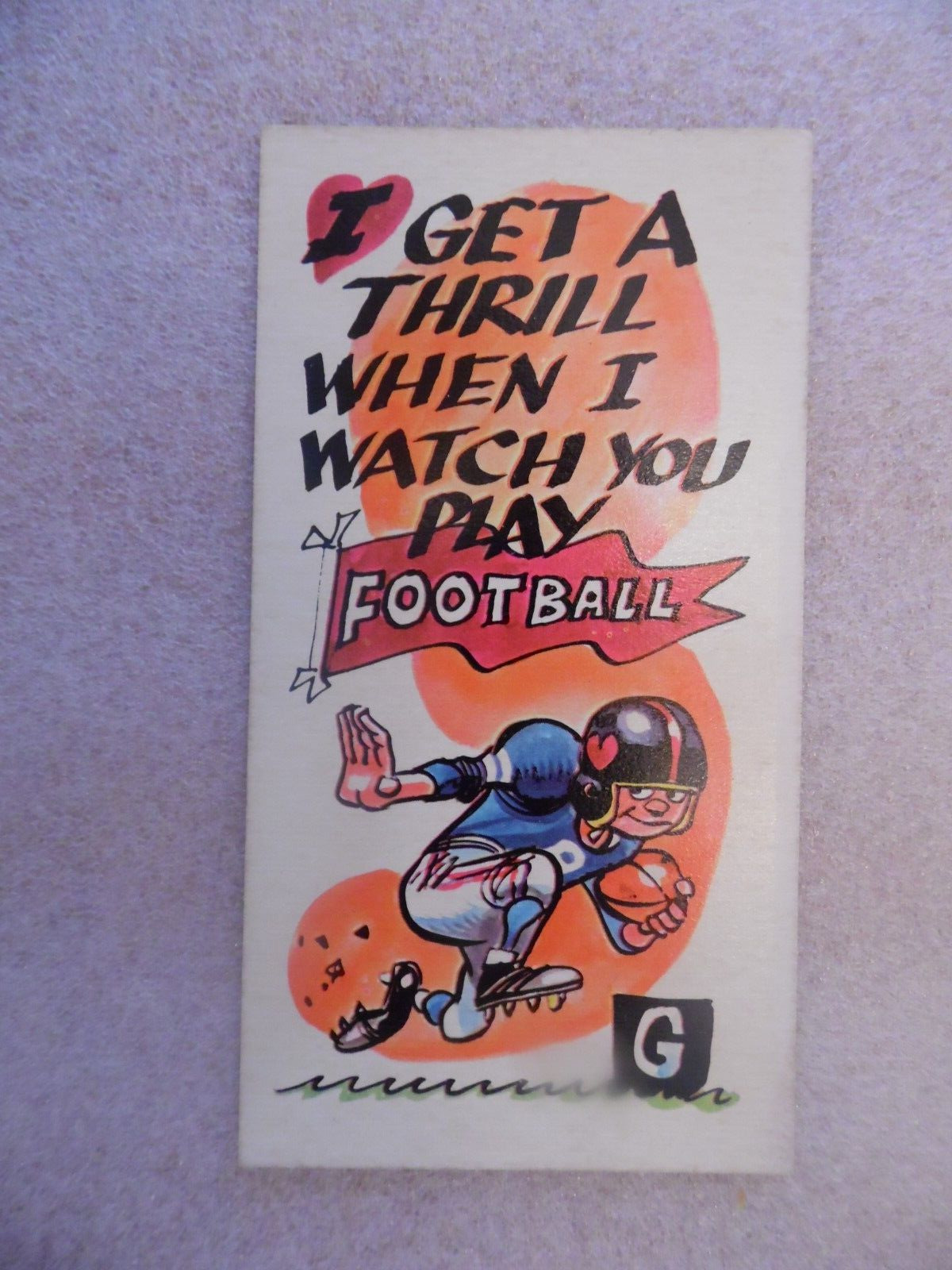 1961 TOPPS GIANT FUNNY VALENTINE #53 I Get Thrill When I watch You Play Football