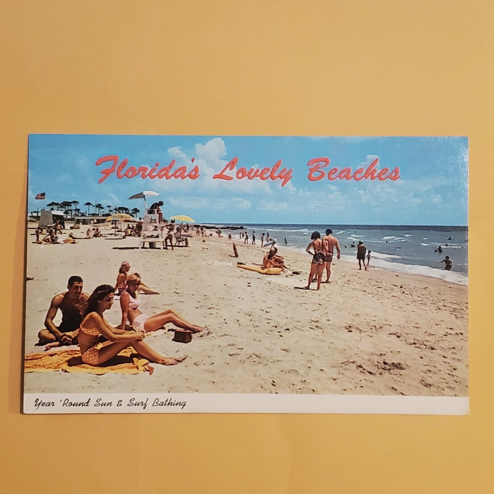 Postcard Florida\'s Lovely Beaches Year round Sun and Surf Bathing Vintage READ