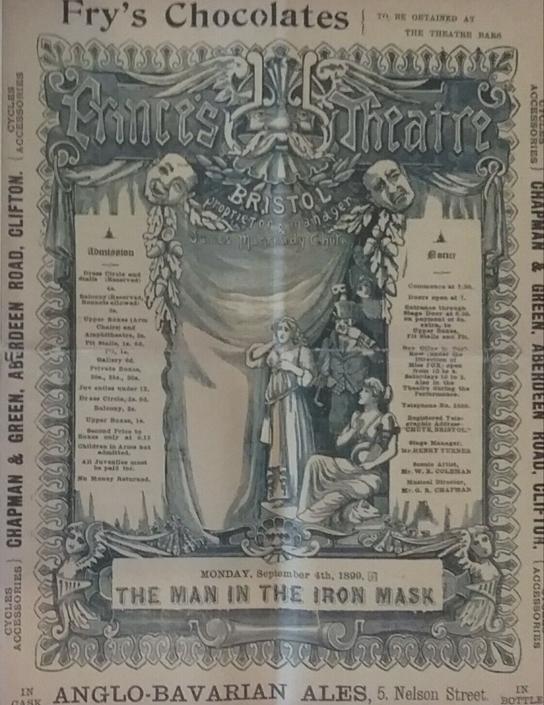 1899 VICTORIAN PRINCE'S THEATRE PROGRAMME , HISTORY , REPRODUCT SOUVENIR