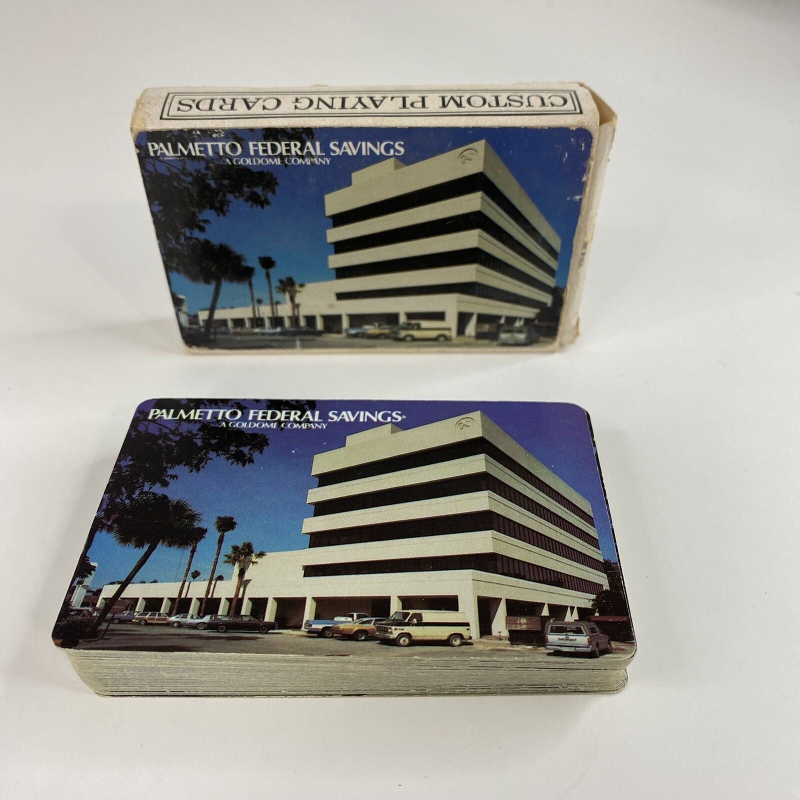 vintage palmetto federal savings playing cards building design