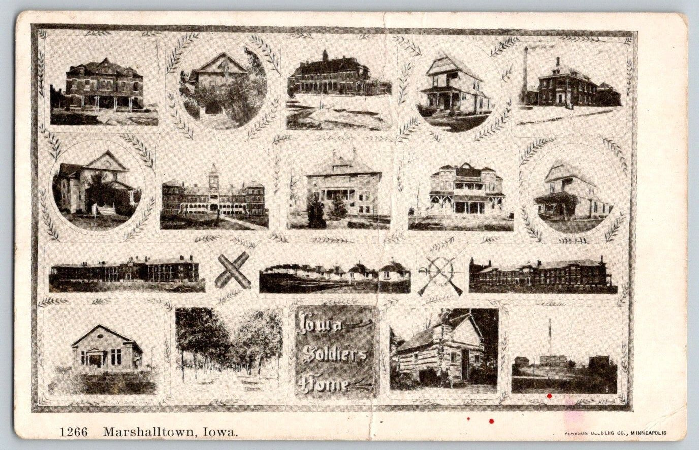 Undivided Back Postcard~ 18 Views~ Iowa Soldiers Home~ Marshalltown, Iowa