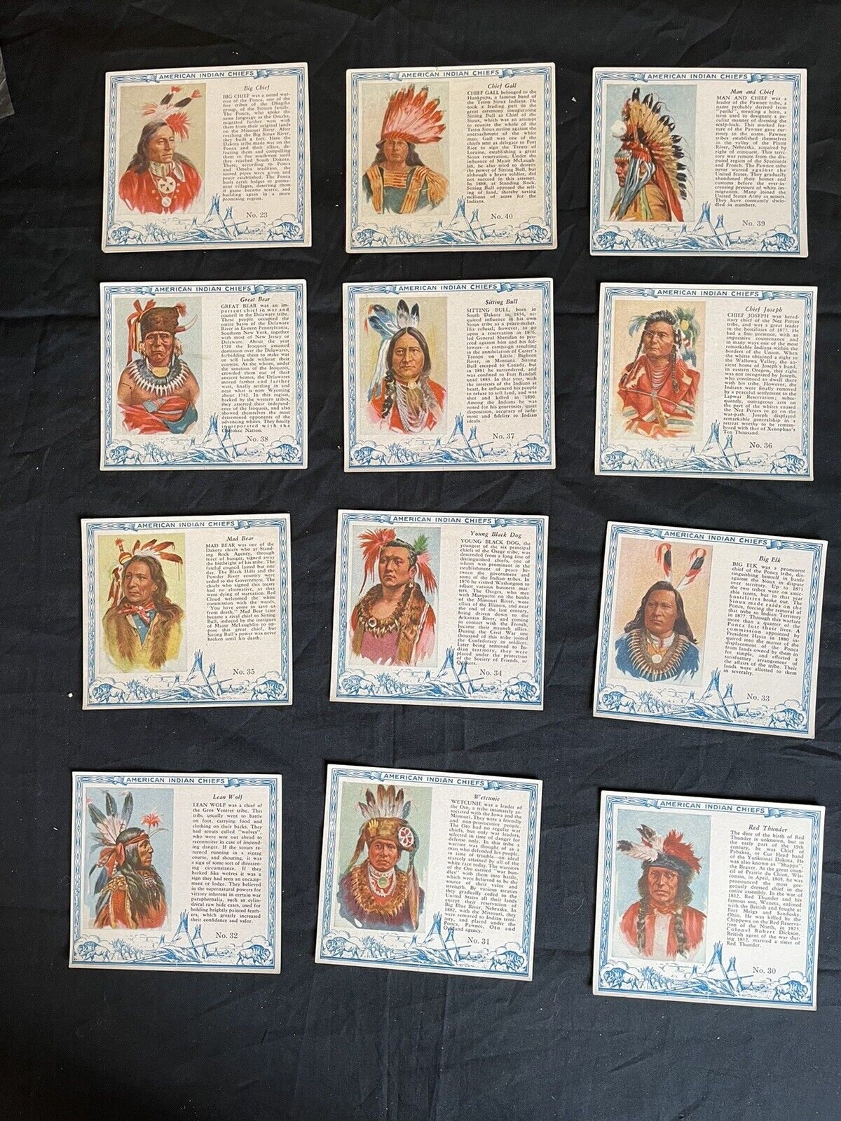 1954 - Red Man Tobacco American Indian Chiefs - Set  of 39 cards