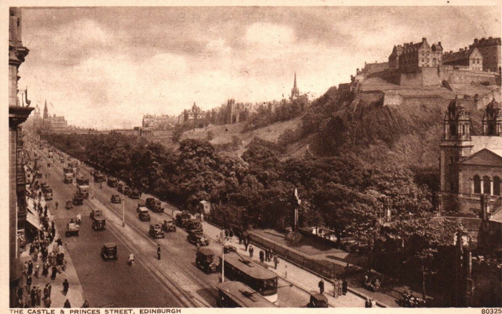 Edinburgh Scotland Aerial View Castle & Princes Street Vintage Postcard