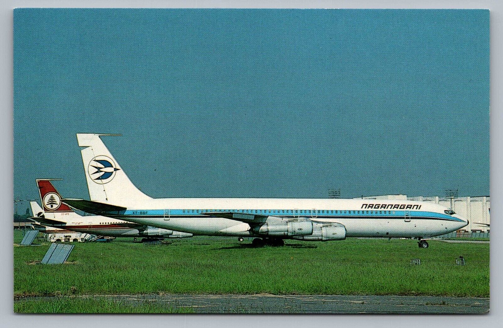 Naganagani Compagnie Nationale Boeing 707-328C XT-BBF Aircraft Vtg Postcard P6