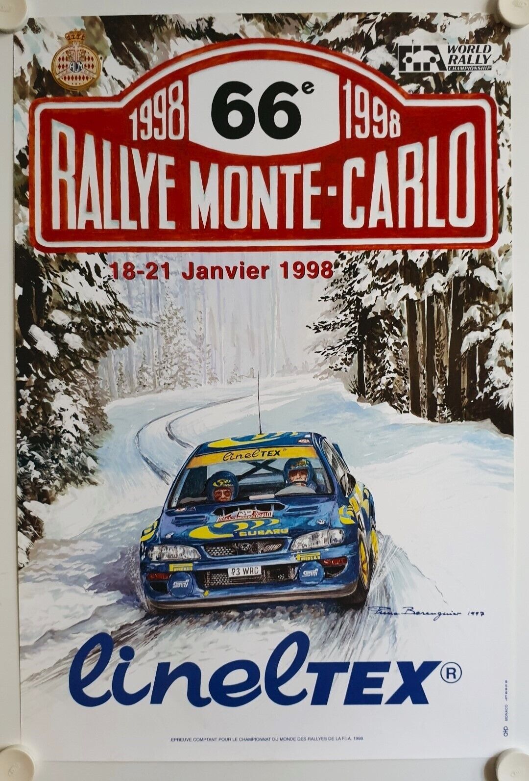 Pierre BERENGUIER 66th Poster RALLEY MONTE CARLO 1998