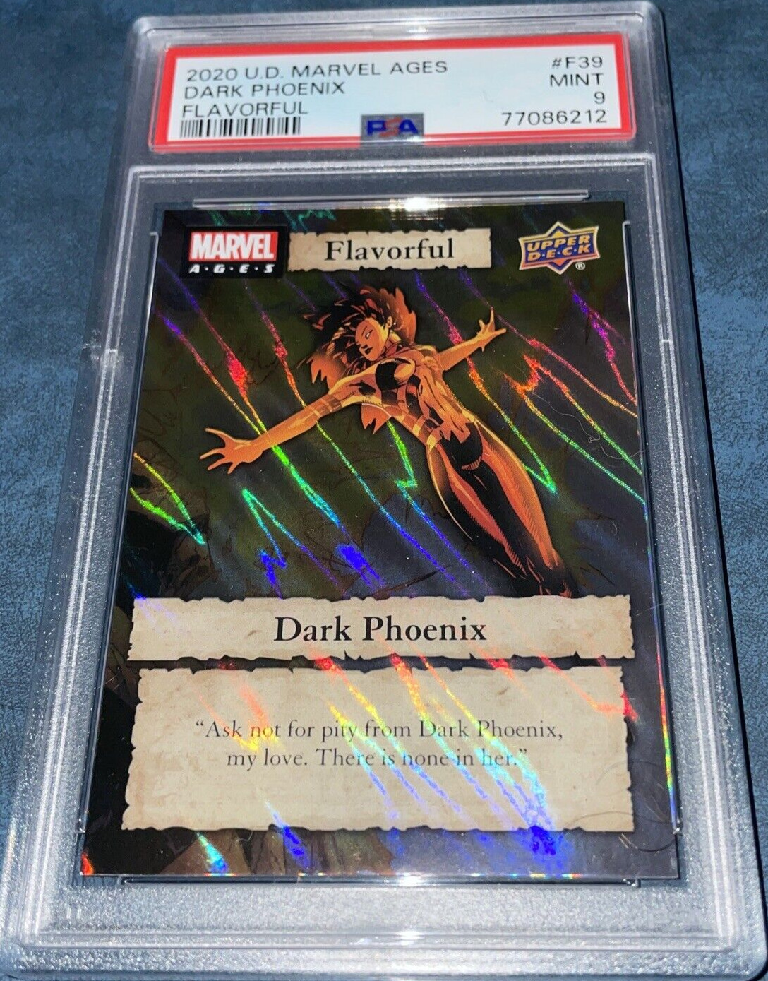DARK PHOENIX JEAN GREY 2020 U.D. Marvel Ages Flavorful Foil #F39 PSA 9 Mint Card