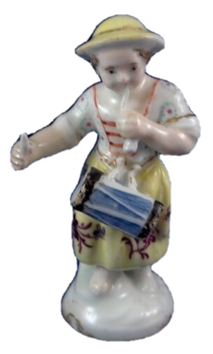 Antique 18thC Belgian / French Porcelain Lady Figurine Figure Porzellan Figur