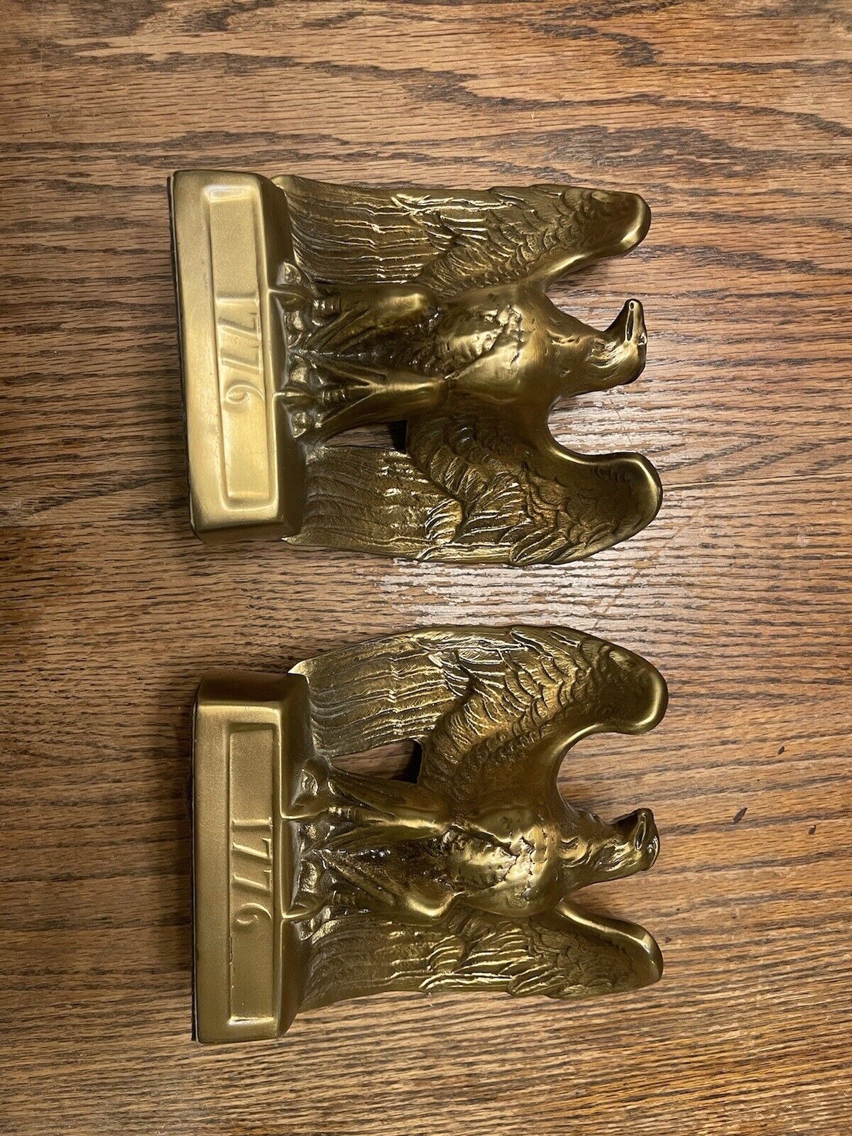 Vintage 1965 American Bald Eagle Bookends Colonial Virginia 1776 Bronze/Brass