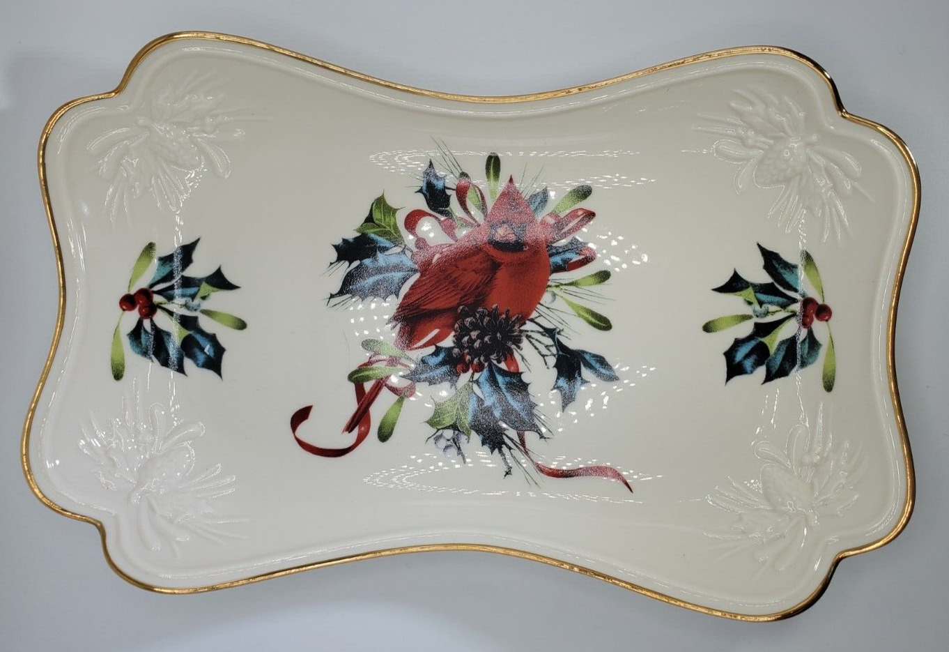 Lenox 'Winter Greetings' Porcelain Tray with Cardinal and Holly