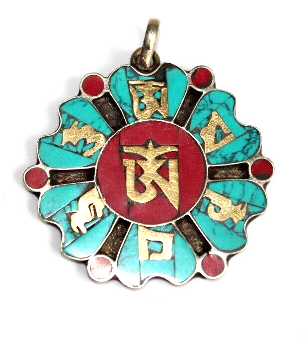 Tibetan om mantra pendent made in Nepal
