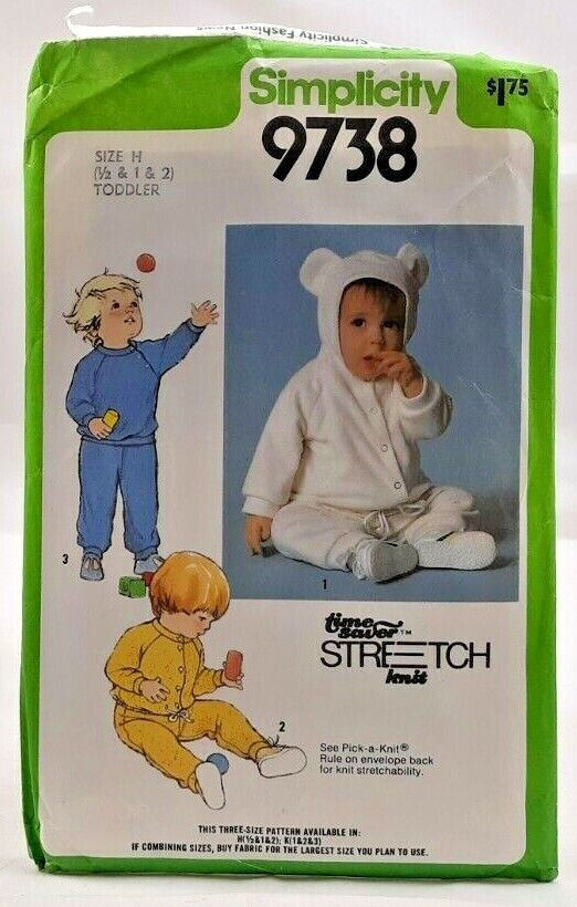 1980 Simplicity Sewing Pattern 9738 Toddlers Pants Top Jacket Size 1/2- 2 7785
