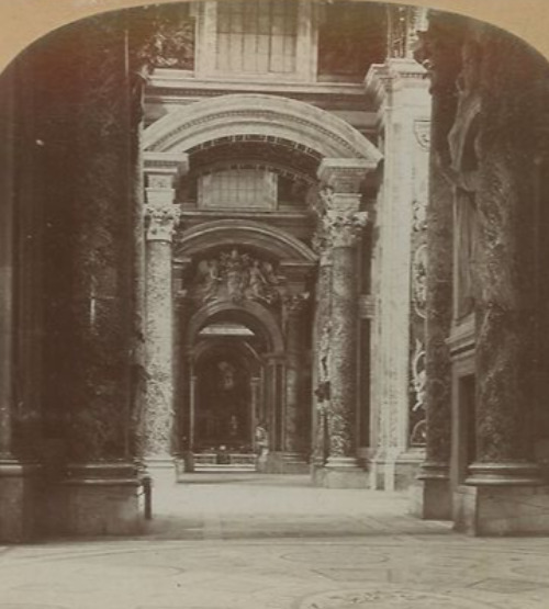 c1890 ST. PETER\'S CATHEDRAL CORRIDOR ROME ITALY EARLY KEYSTONE STEREOVIEW 21-47