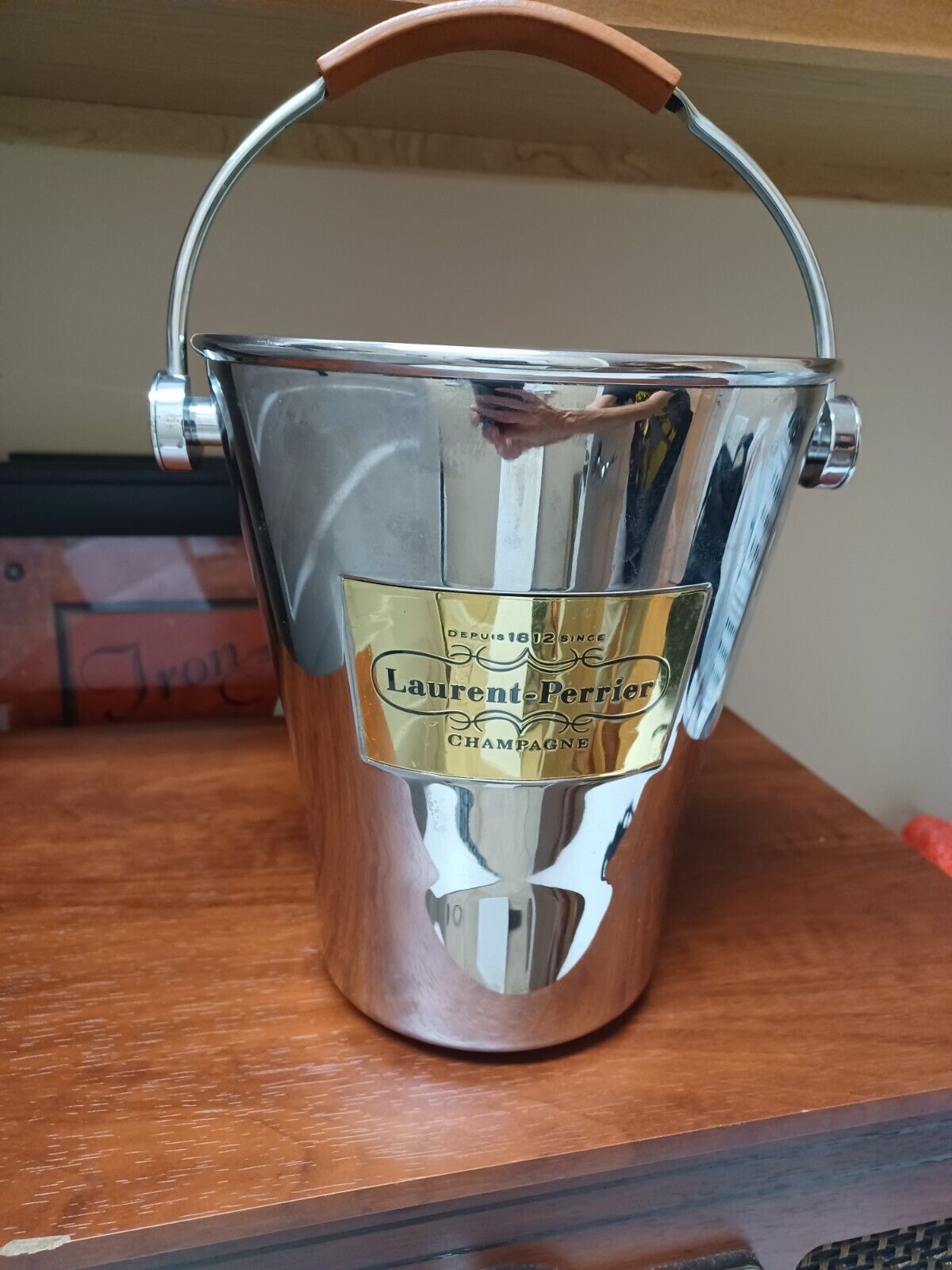 Vintage Laurent Perrier Champagne Bucket with Leather Handle