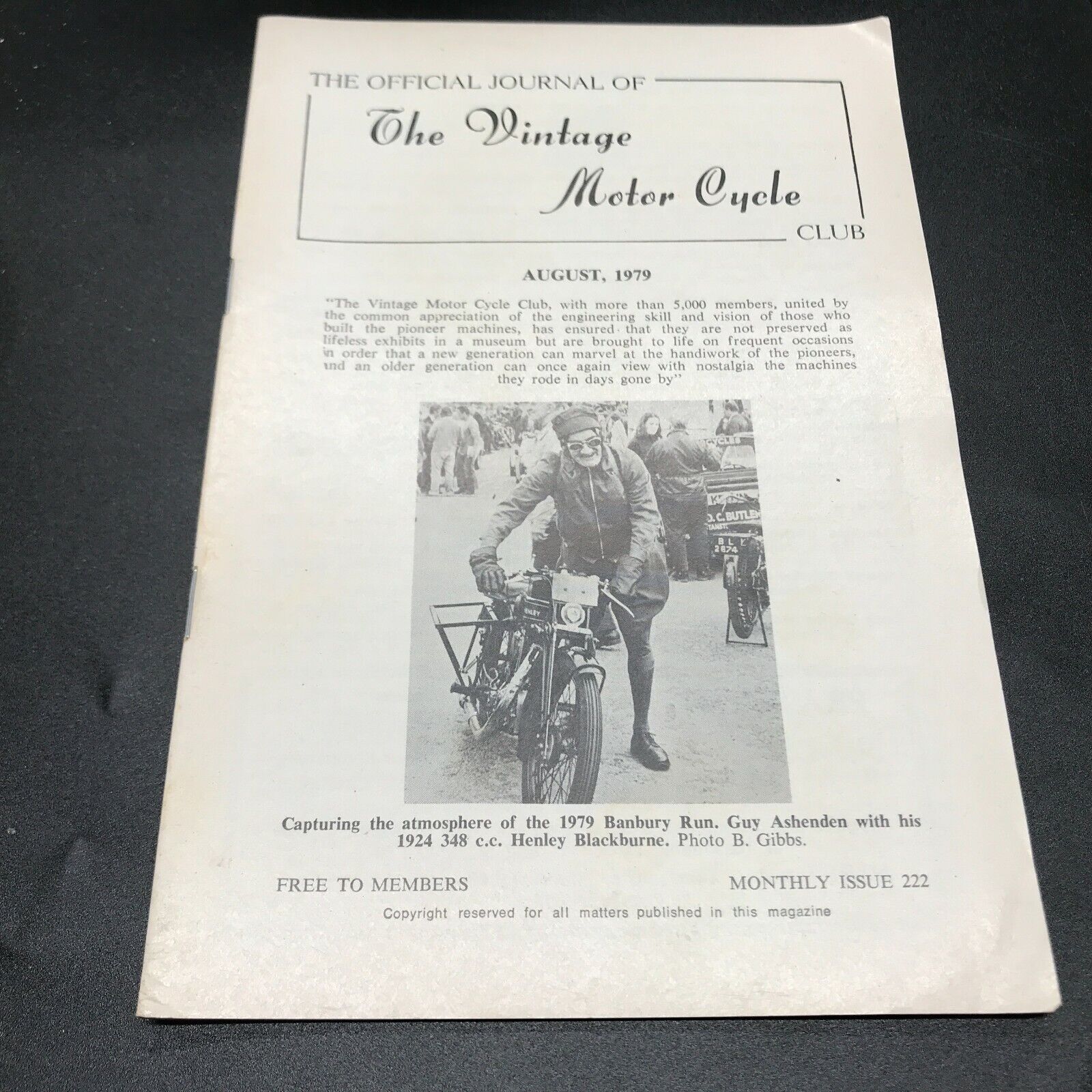 THE OFFICIAL JOURNAL THE VINTAGE MOTORCYCLE CLUB MAGAZINE AUGUST 1979