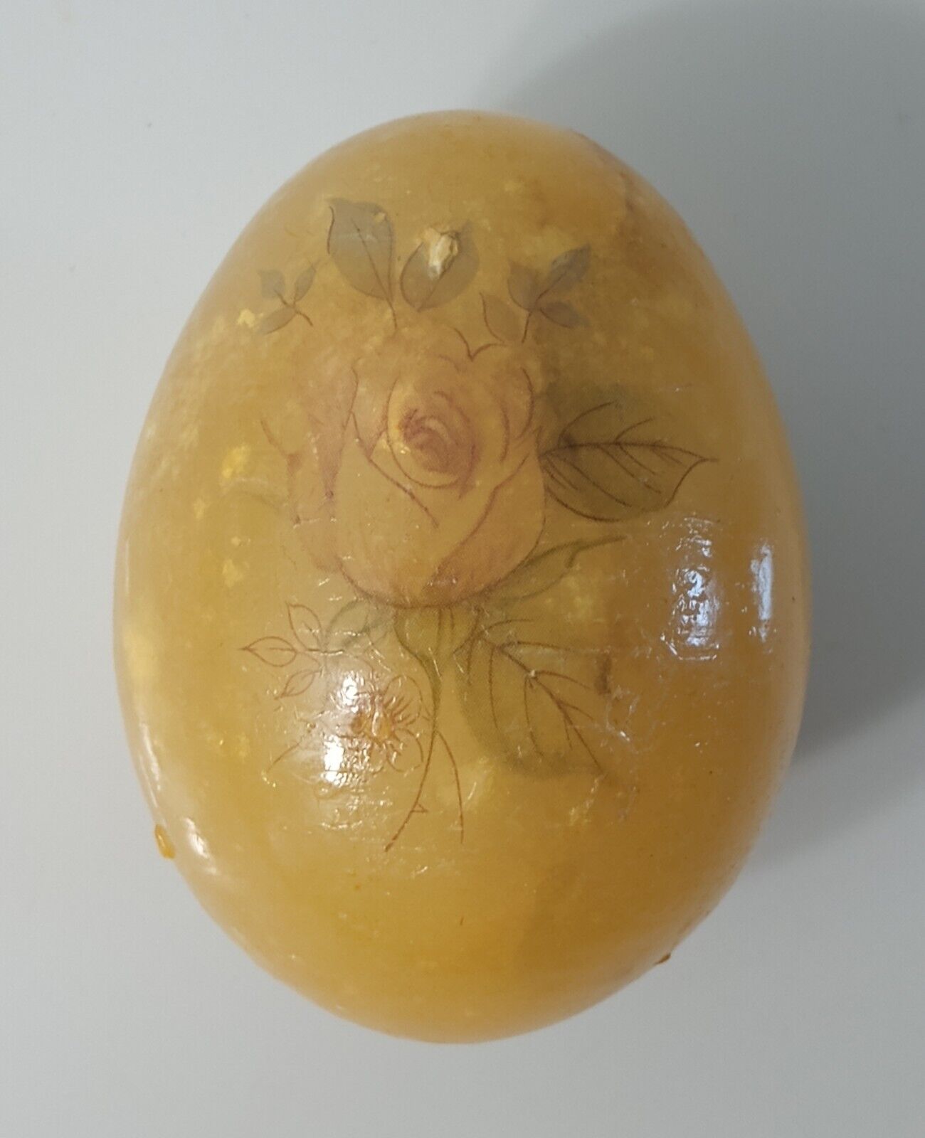 Vintage Lefton Alabaster Eggs Made in Italy Genuine Yellow Floral 