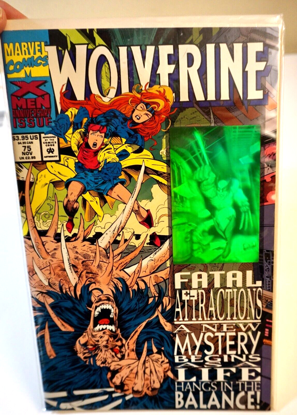 Wolverine #75 1993 Marvel Comic Book Hologram Cover Fatal Attractions Jubilee FN