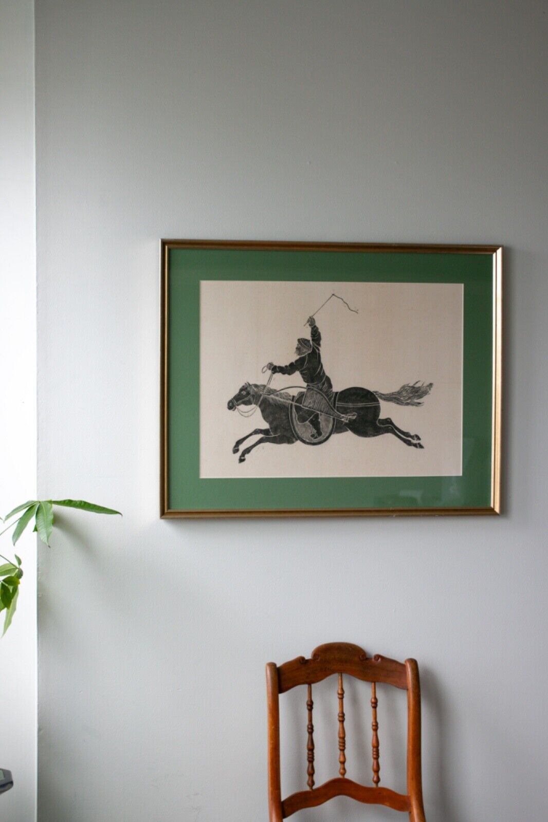 Vintage Horse and Rider Thai Temple Rubbing Beautifully Framed