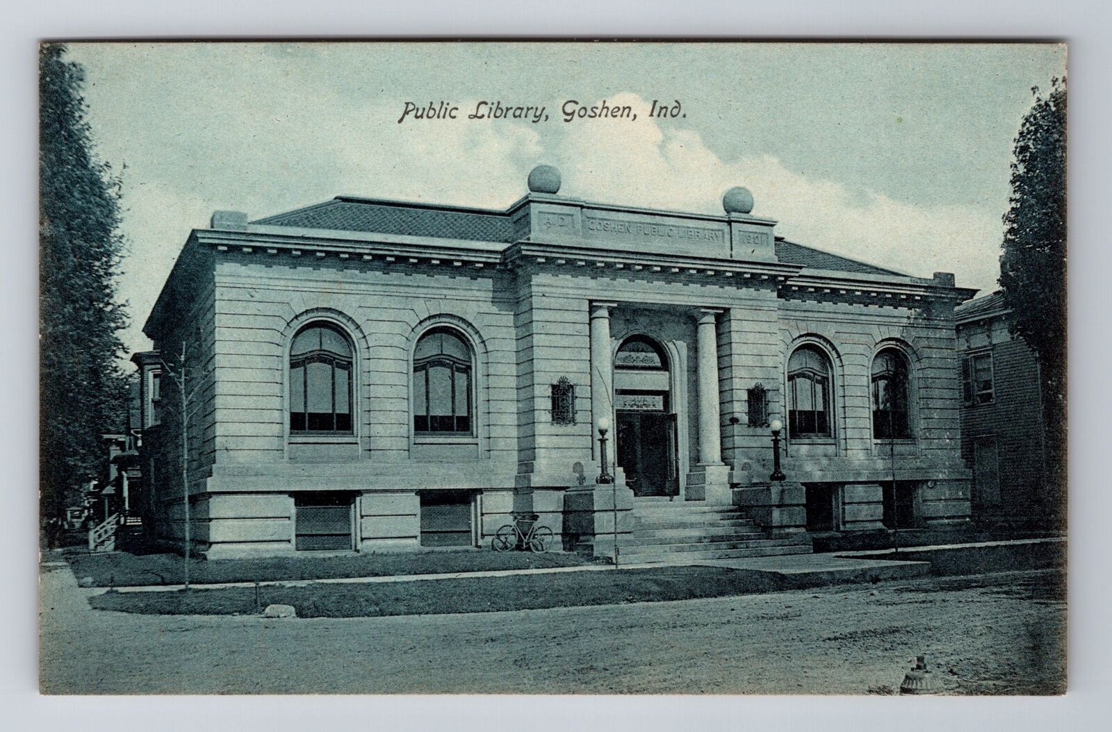 Goshen IN-Indiana, Public Library Building, Antique Vintage Souvenir Postcard