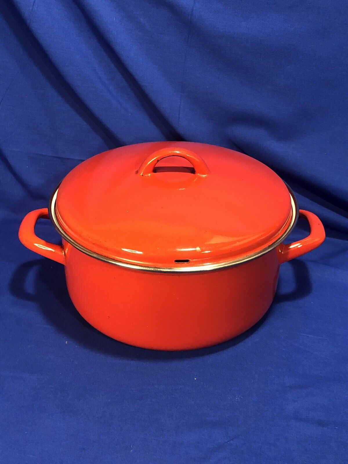 Vintage Westen Bassano Enamelware Cookware Stock Pot With Lid Red Made In Italy