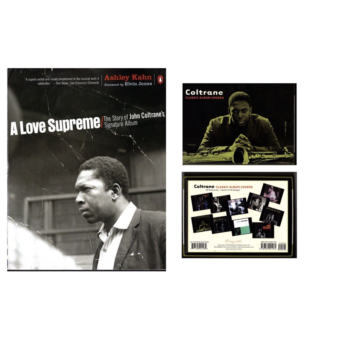John Coltrane LOT (2x) A Love Supreme (Book) + CLASSIC ALBUM COVERS Postcard Set