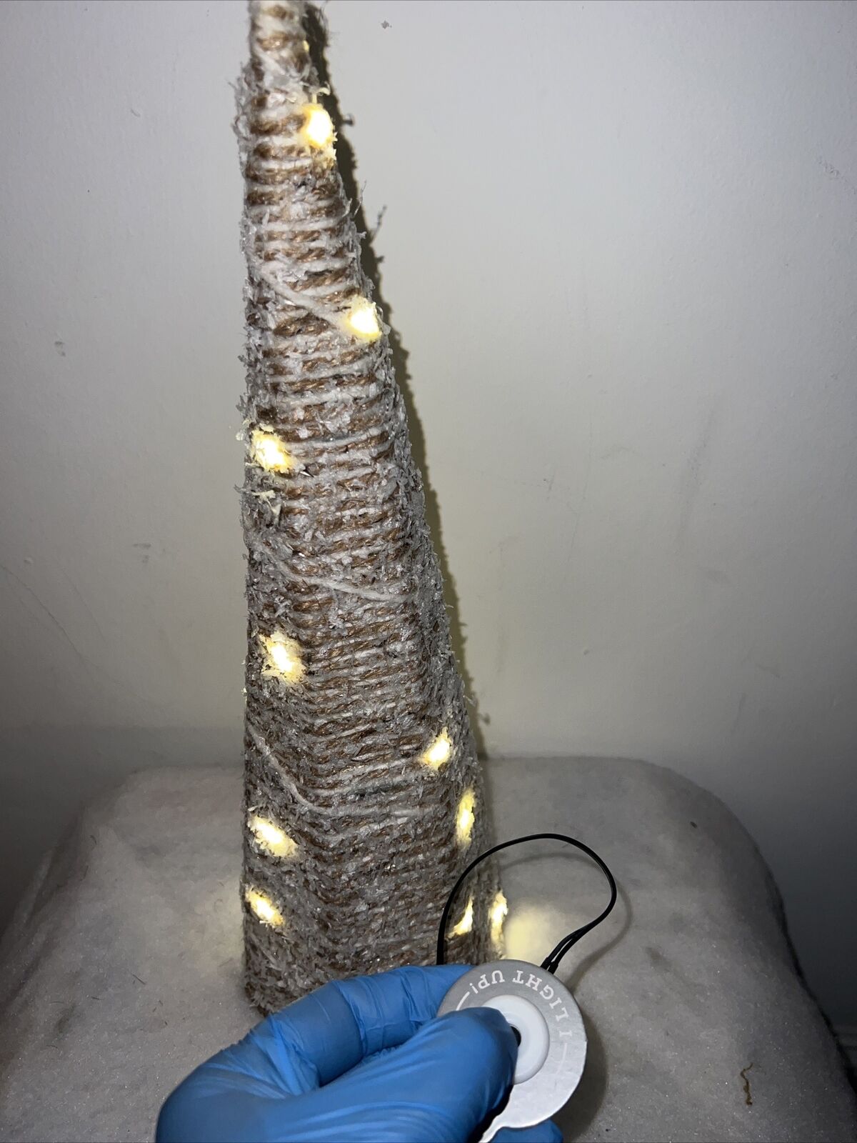 Miniature Chrismas Tree Vintage with white light tree corn 16”