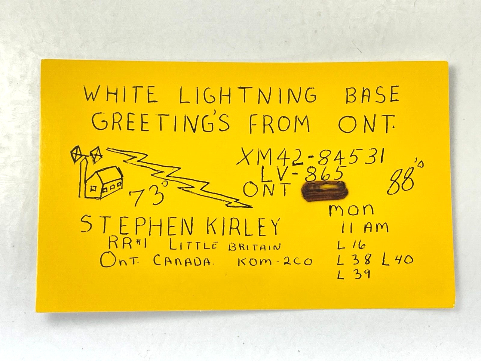 Vintage QSL Card Ham CB Amateur Radio Stephen Kirley White Lightning XM42