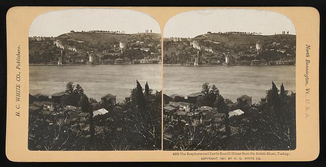The Bosphorus and Castle Rumili Hisar from the Asiatic Shore, Turkey Old Photo