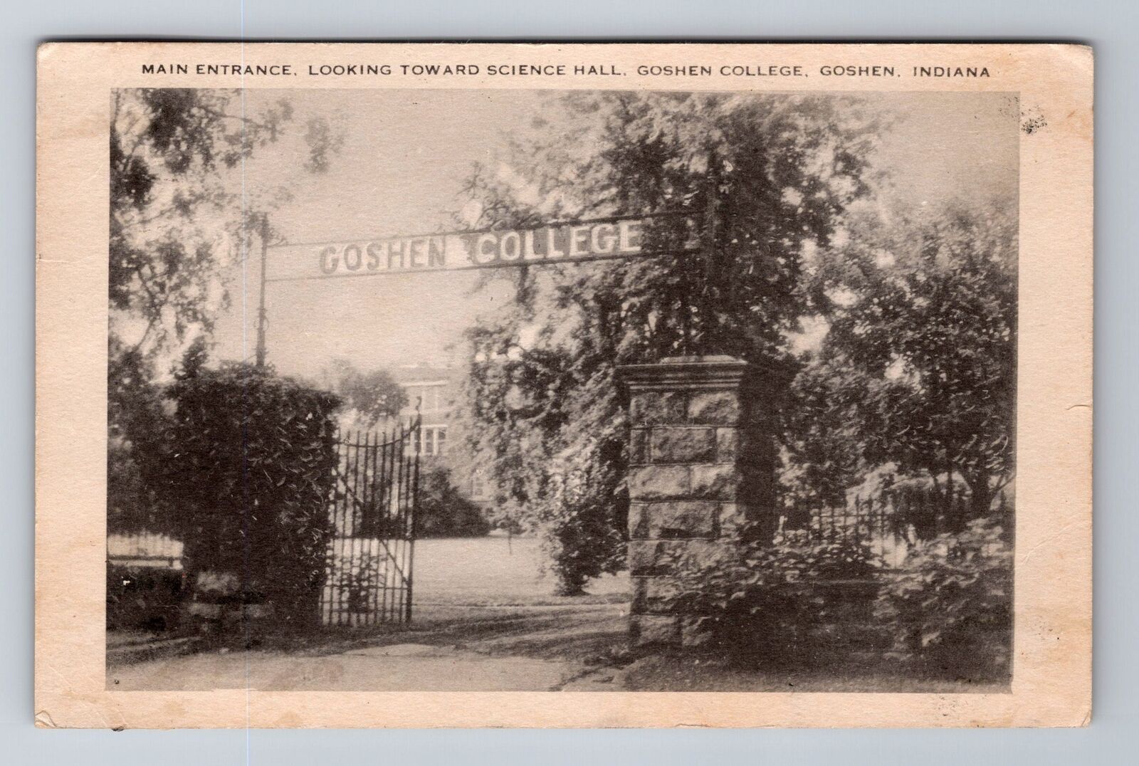 Goshen IN-Indiana, Goshen College, Main Entrance, Vintage c1952 Postcard
