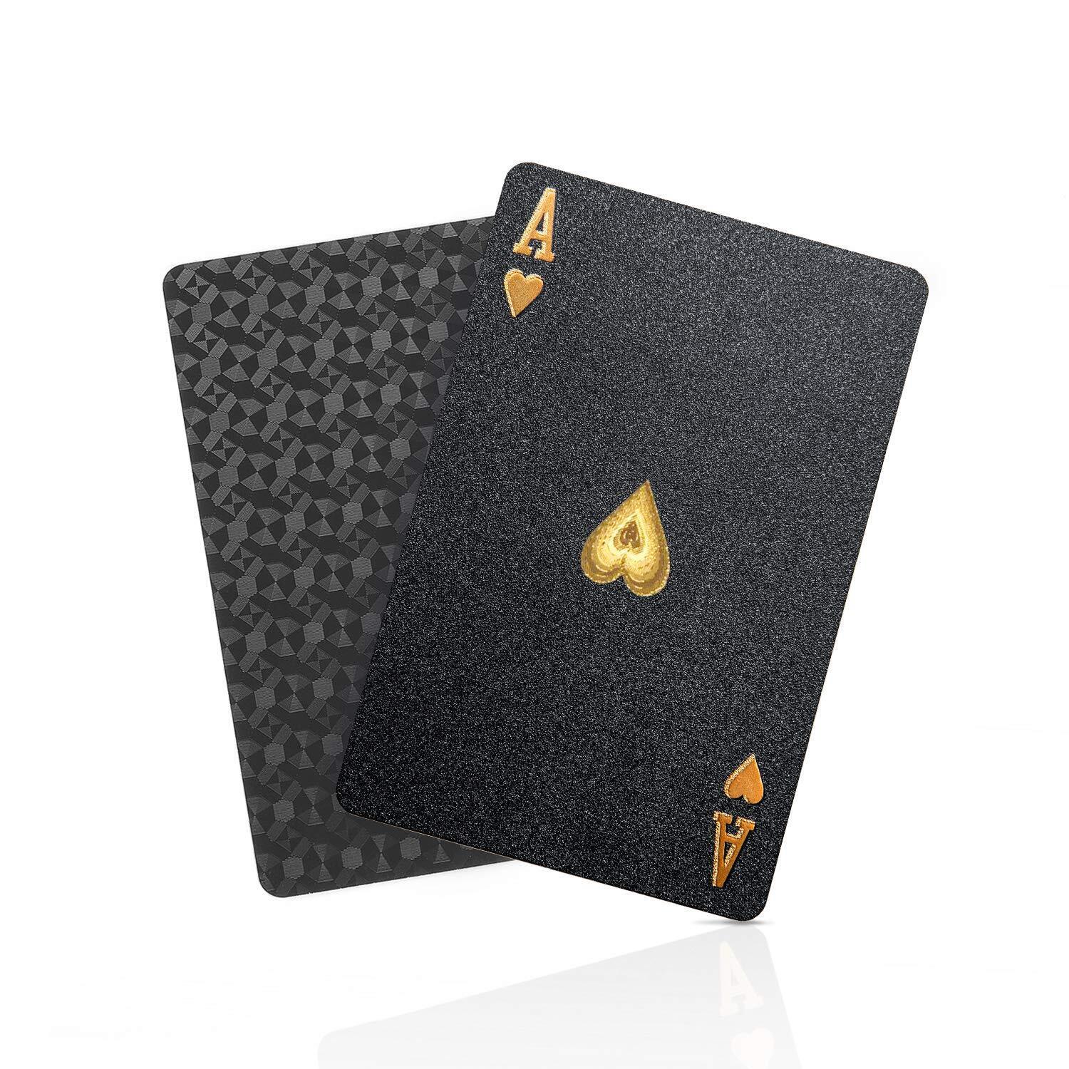 Diamond Waterproof Black Playing Cards, Poker Cards, HD, Deck of Cards (Black)