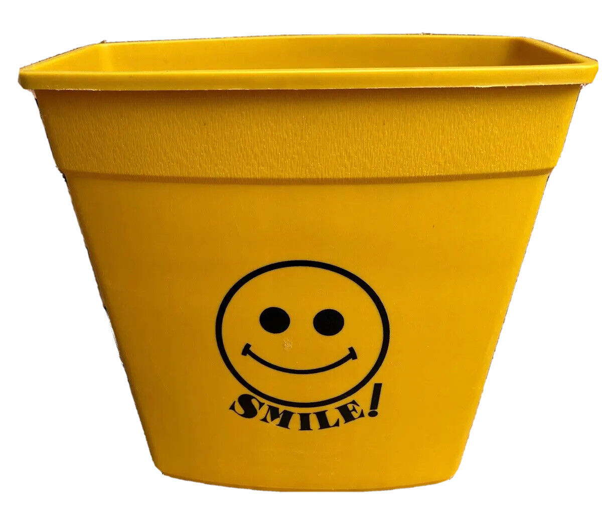 Smiley Face Trash Can Smile Golden Harvest Gold Yellow Vintage