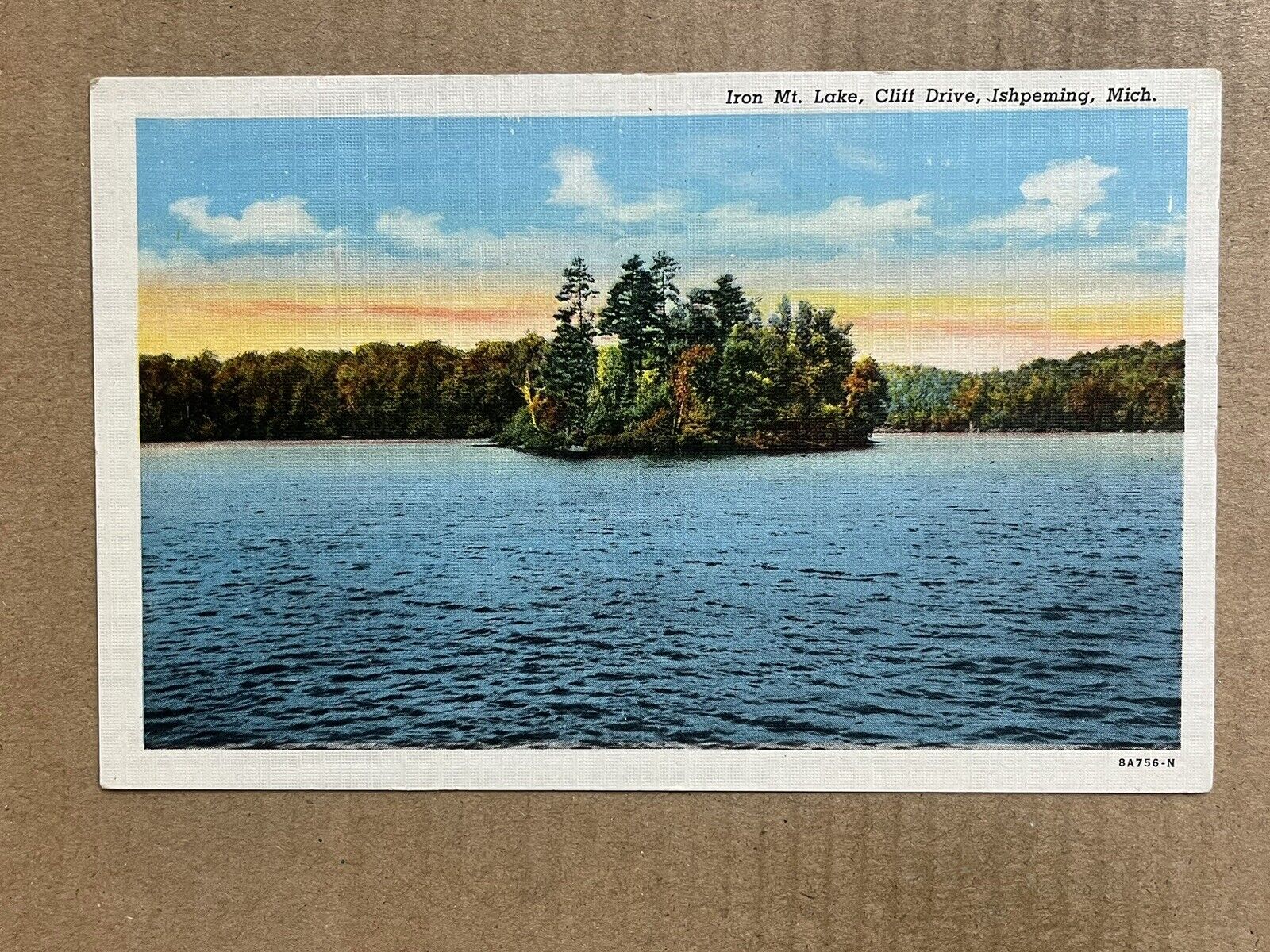 Postcard Ishpeming MI Michigan Iron Mountain Lake on Cliff Drive Scenic View
