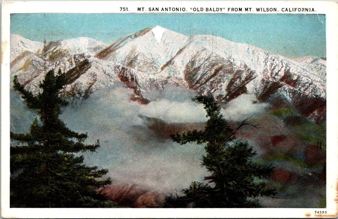 1928 Distant View Mt San Antonio Old Baldy Mt Wilson California Vintage Postcard